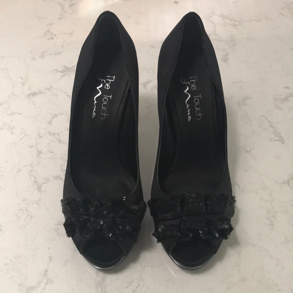 Nina black peep toe heels - Picture 2 of 5